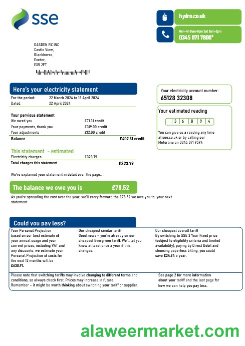 United Kingdom SSE Energy business utility bill template in Word and PDF formats, version 3